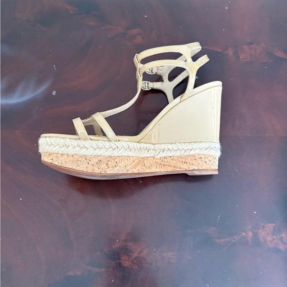 Via Spiga Nude Leather Espadrille Wedge Sandals 8.5 - Picture 3 of 8